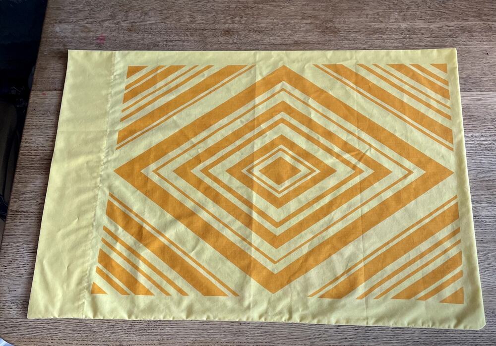 Vintage Yellow Orange Diamond Pattern Pillowcase